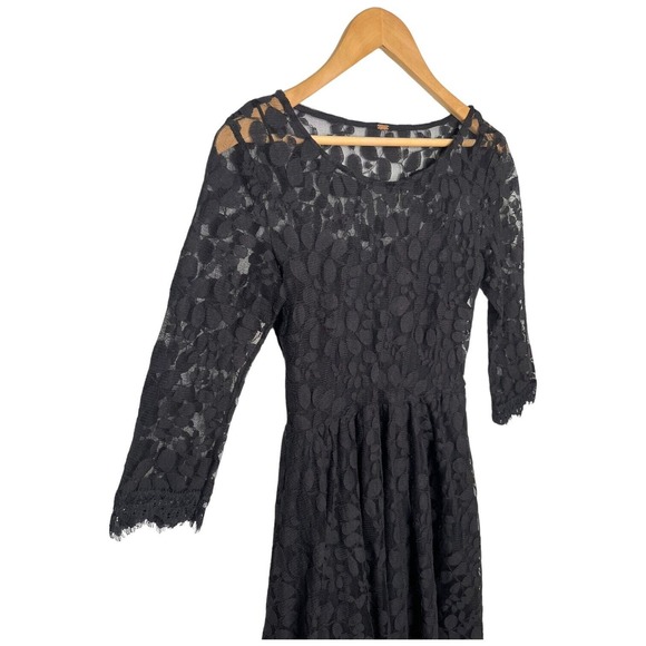 Free People Floral Embroidered Mesh Lace Mini Dress Black S - Picture 3 of 14
